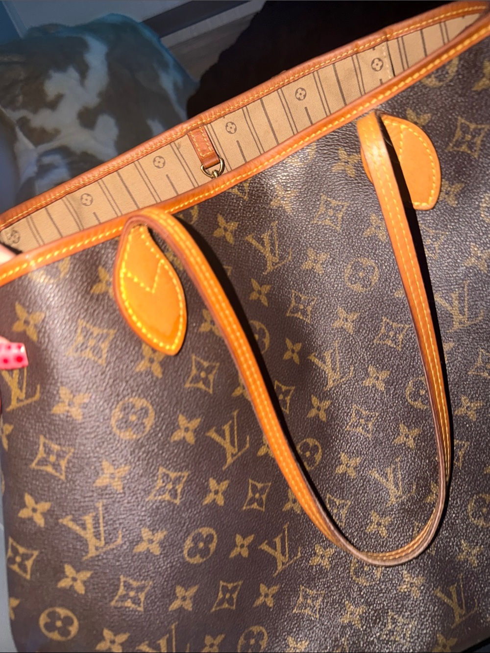 Louis Vuitton Monogram Canvas Tote in Brown Tan Leather Trim size GM neverfull - Picture 14 of 16